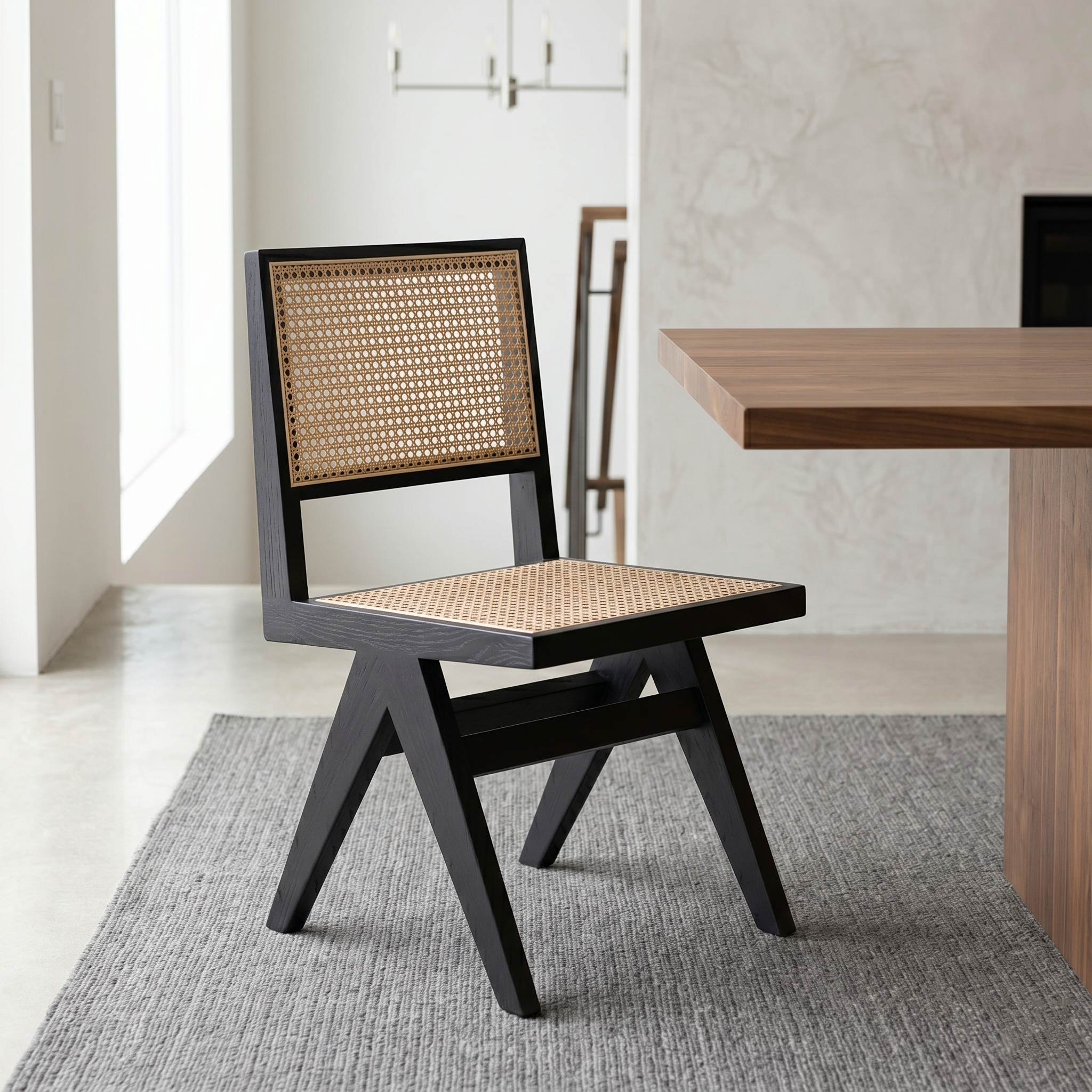 Black Wooden Rattan Chair