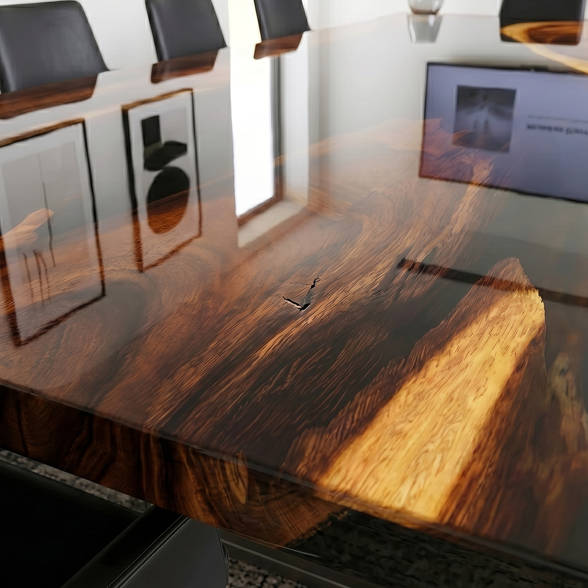 Black Walnut Wood River Epoxy Resin Conference Table