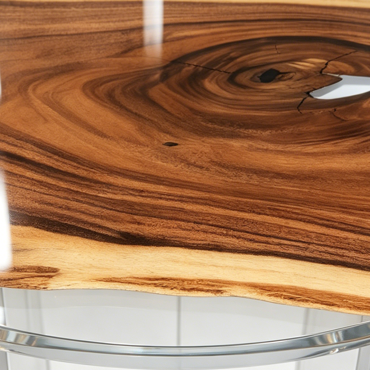 Walnut Wood Round Resin Table