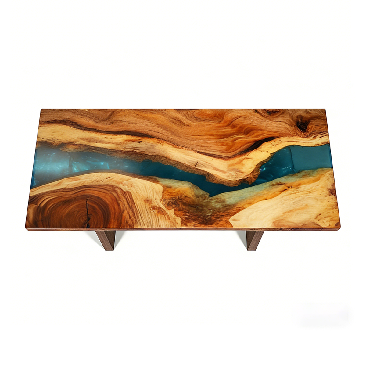 Luxury Wood Epoxy Table with Transparent Resin
