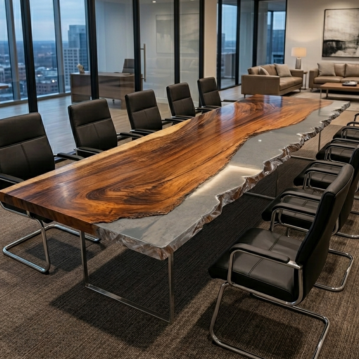 Walnut Wood Resin Conference Table