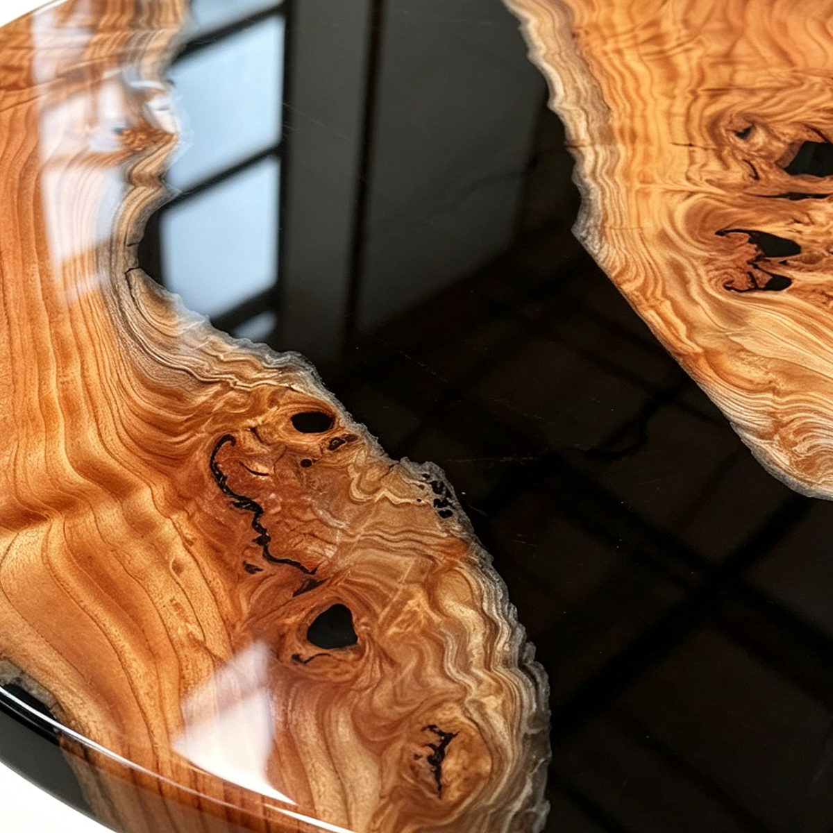 Walnut Wood Epoxy Resin River Round Table