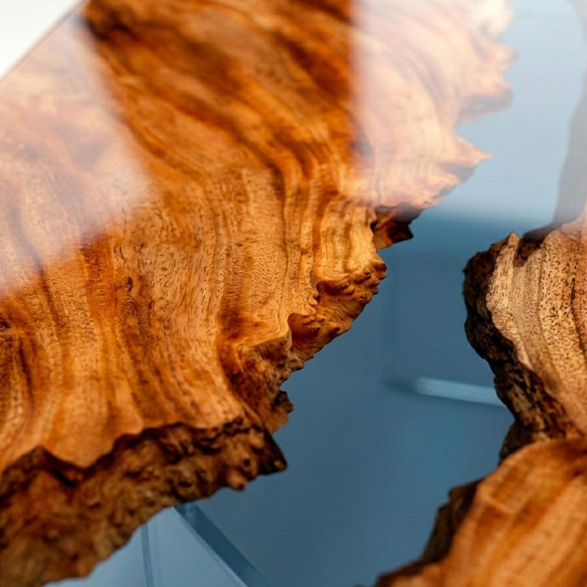 Cunninghamia Wood Epoxy Table with Transparent Black Resin