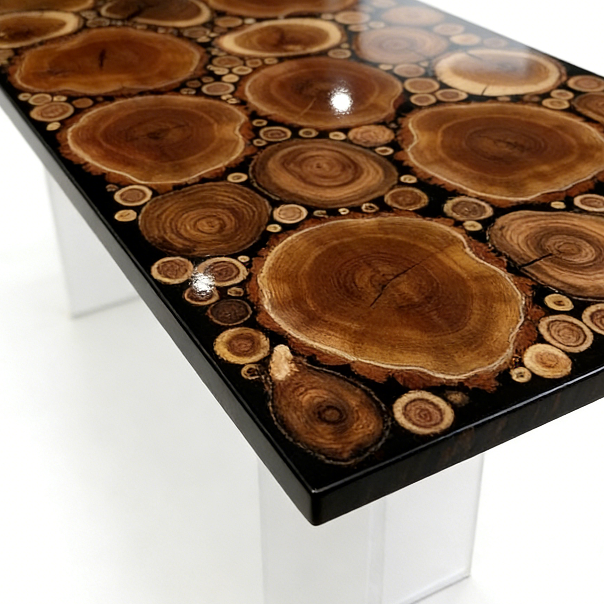 Locust Wood Rectangle Epoxy Resin Dining Table