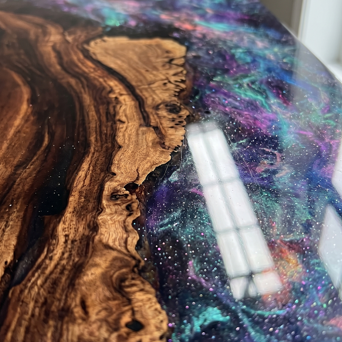 Black Walnut Wood Galaxy Epoxy Resin Conference Table