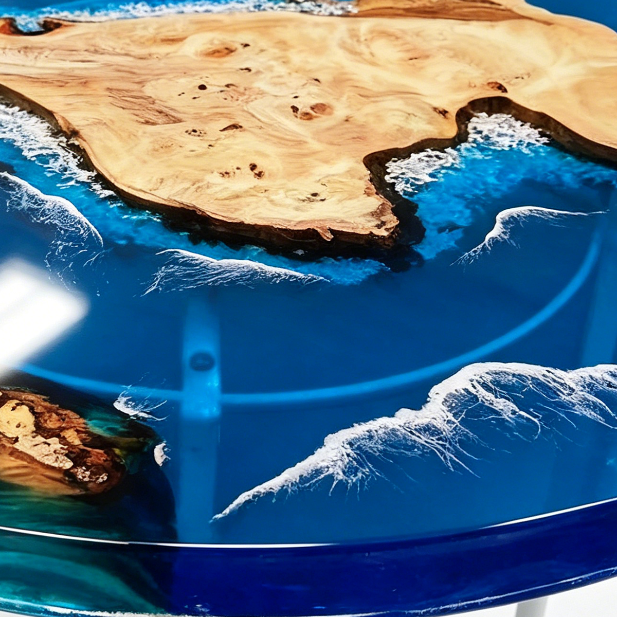 Poplar Wood Ocean Scene Resin Round Table