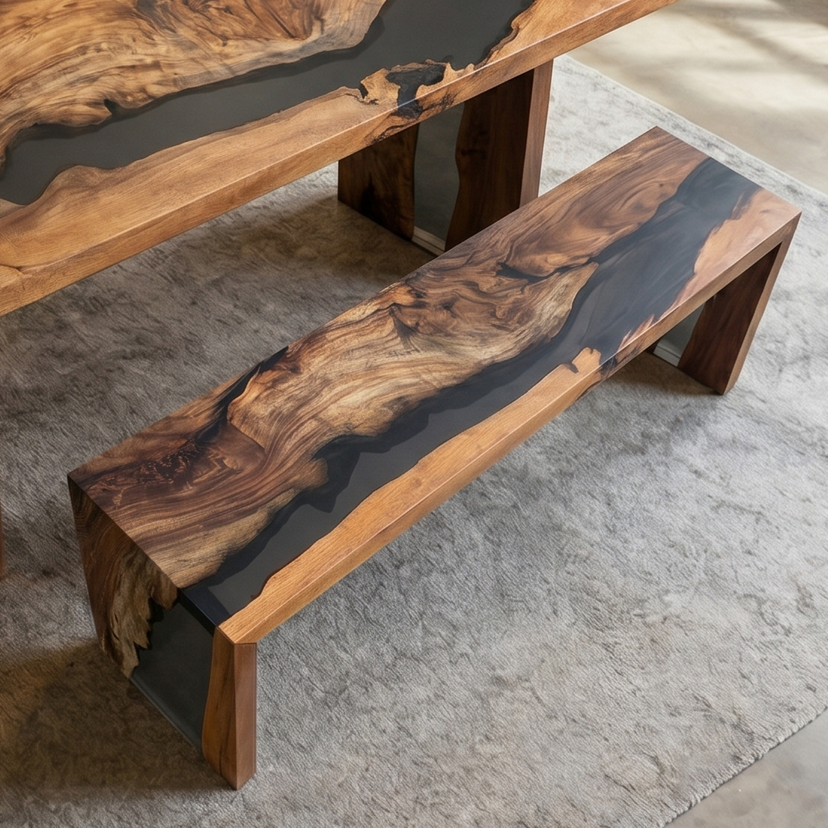 Black walnut wood bench