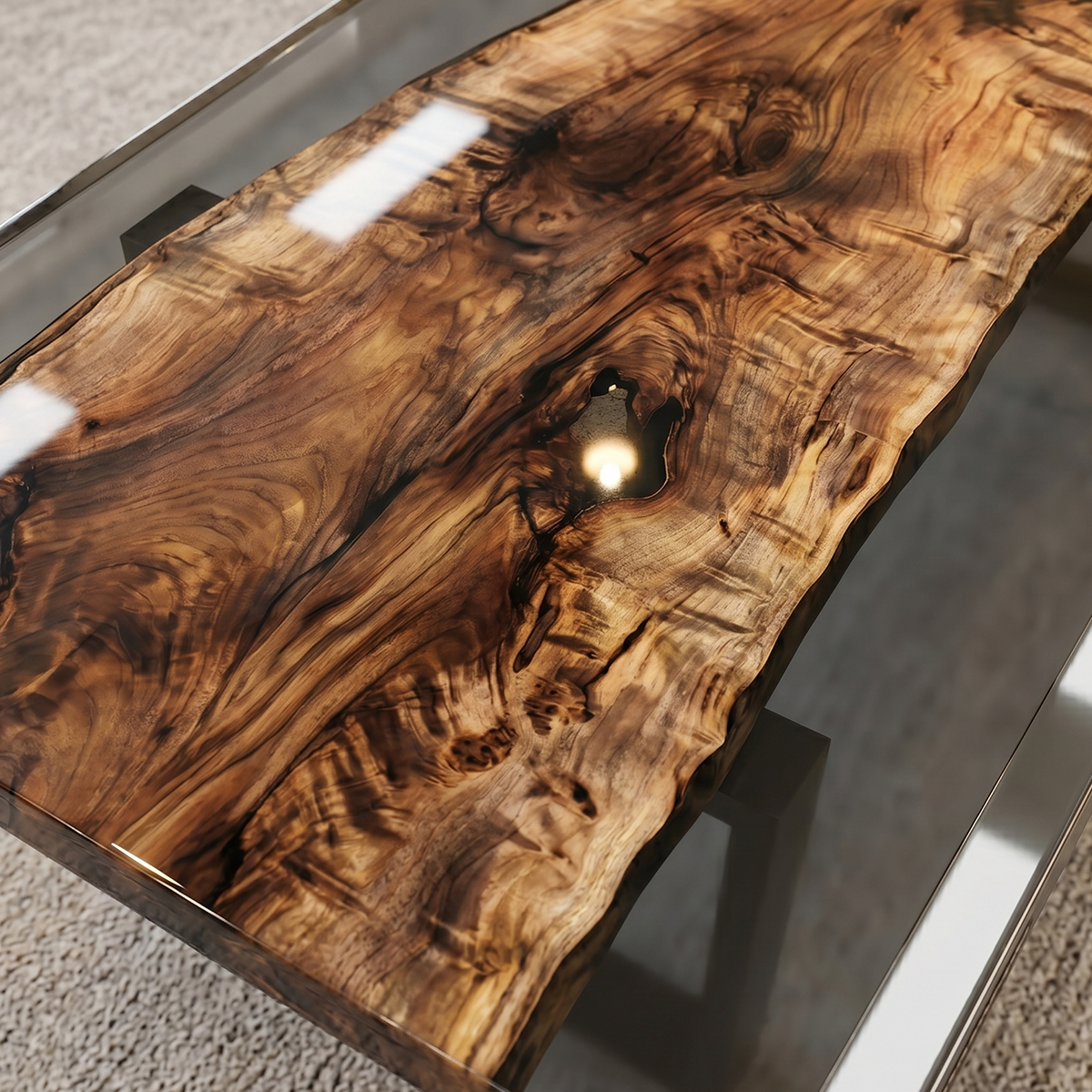 Walnut Wood Epoxy Resin Conference Table