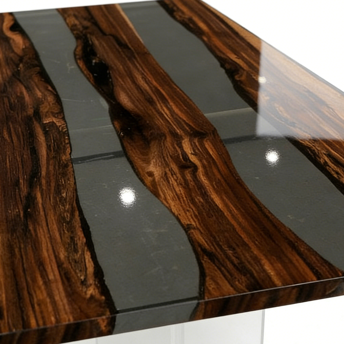 Black Walnut Wood Rectangle Epoxy Resin Dining Table