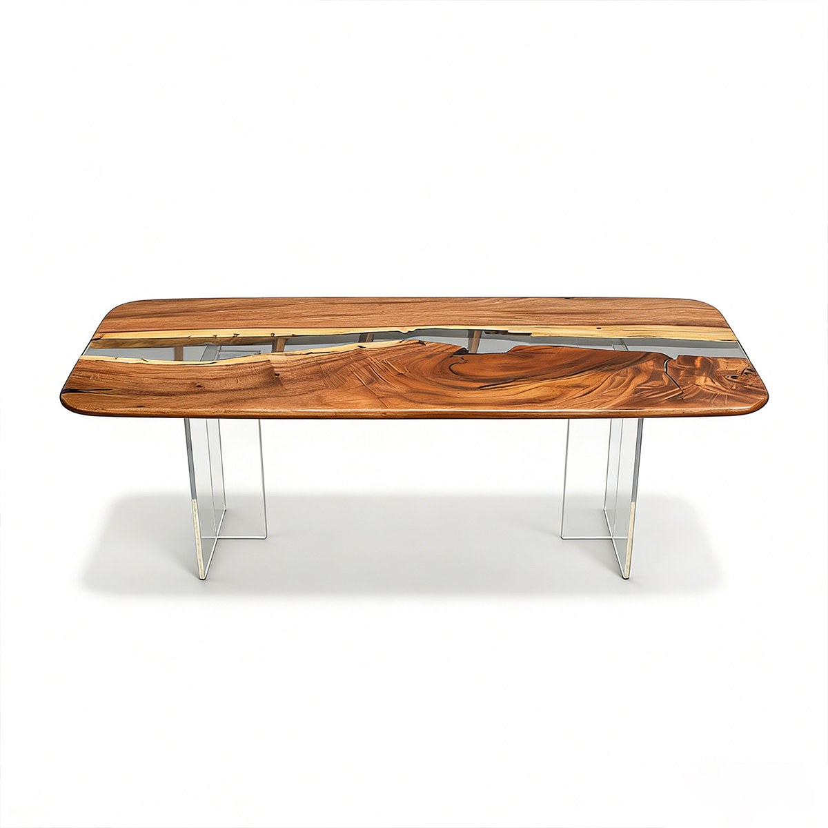 Walnut Wood Rectangle Epoxy Resin Dining Table