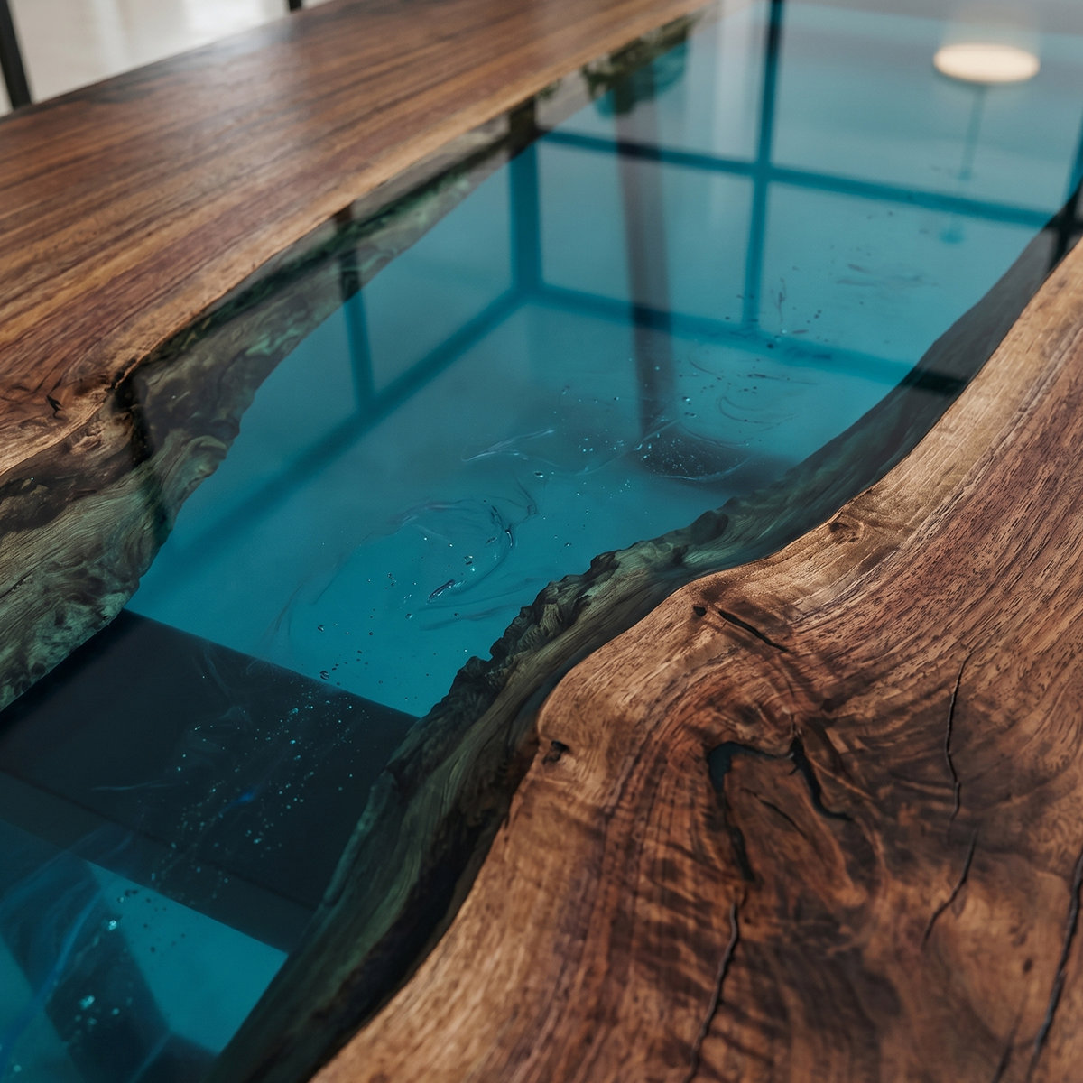 Black Walnut River Epoxy Resin Conference Table