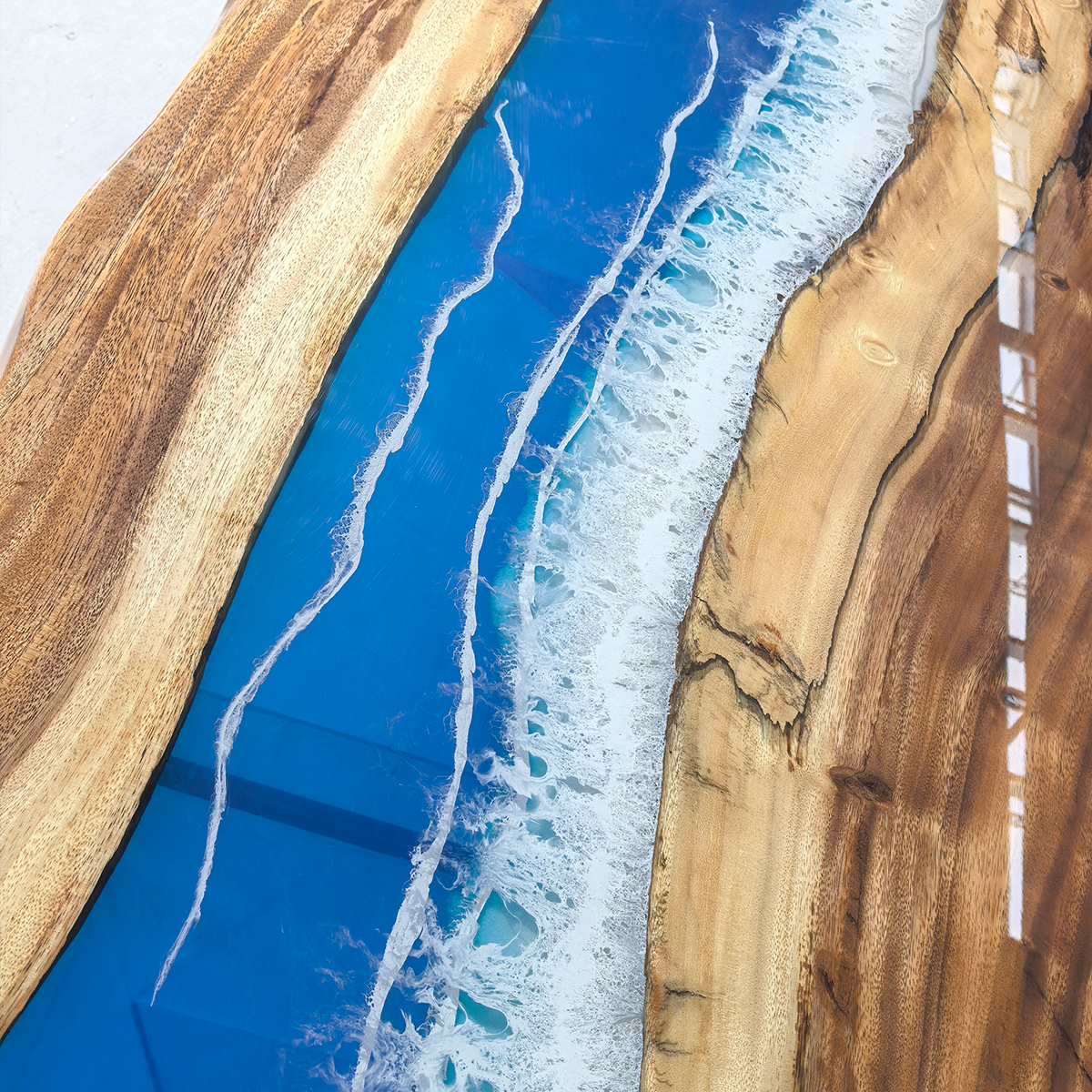 Walnut Ocean Wave Epoxy Resin Coffee Table