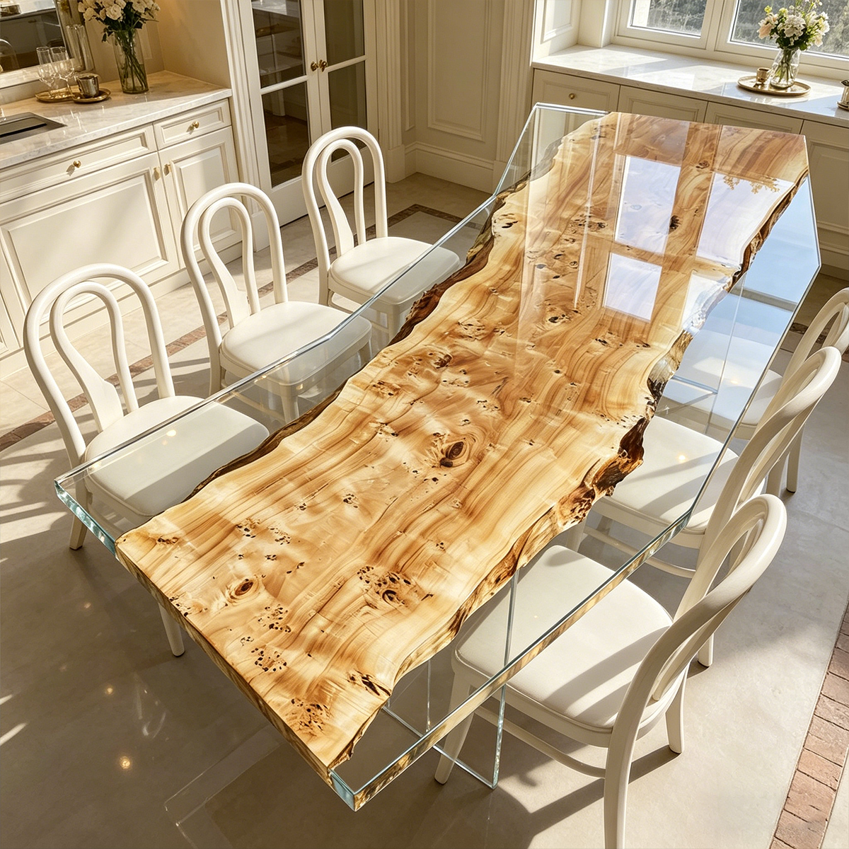 Live Edge Poplar Wood Resin Coffee Table