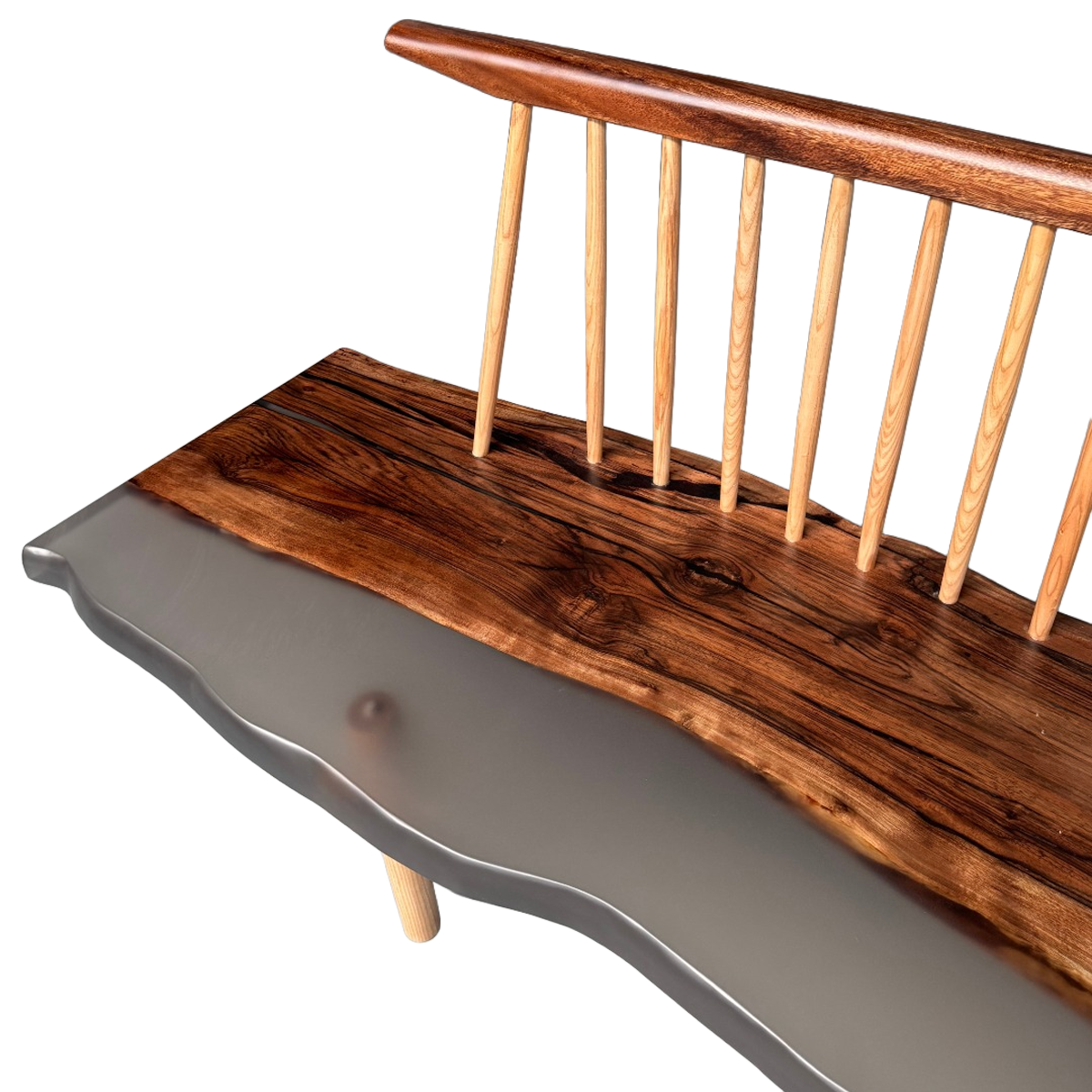 Nakashima-inspired Asian Walnut Live Edge Bench 94"L x 20"D x 24"H