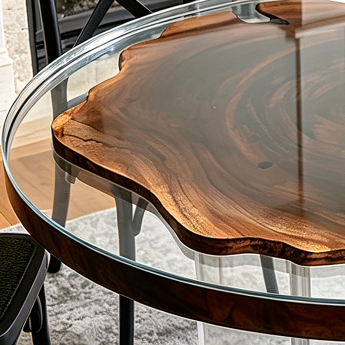 Black Walnut Wood Resin Round Table
