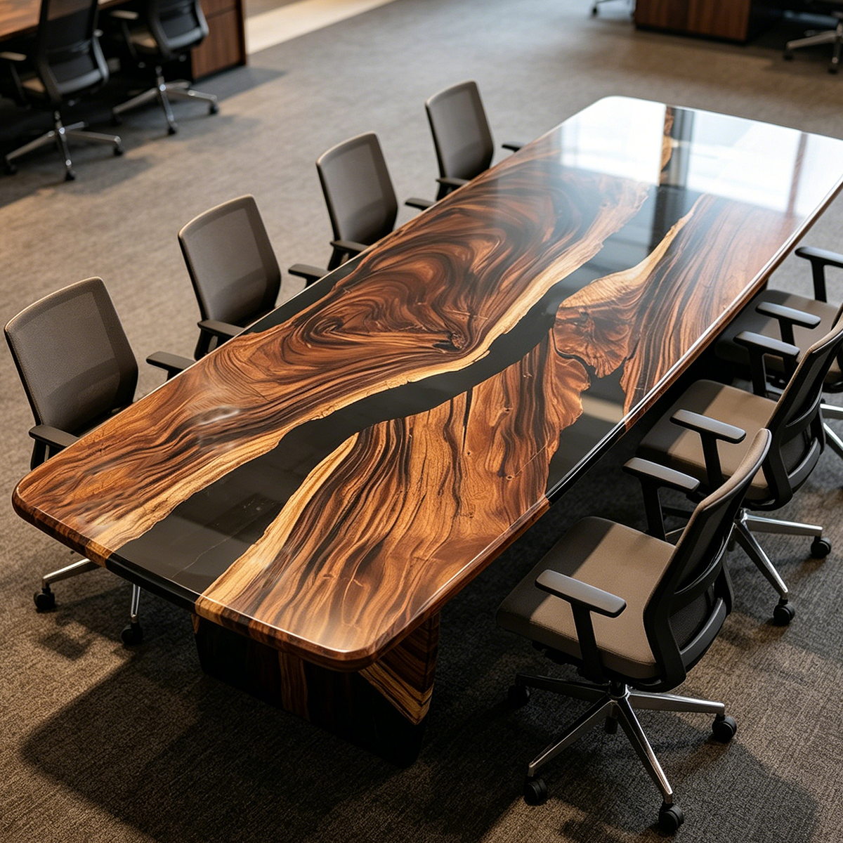 Walnut Wood Black River Conference Table