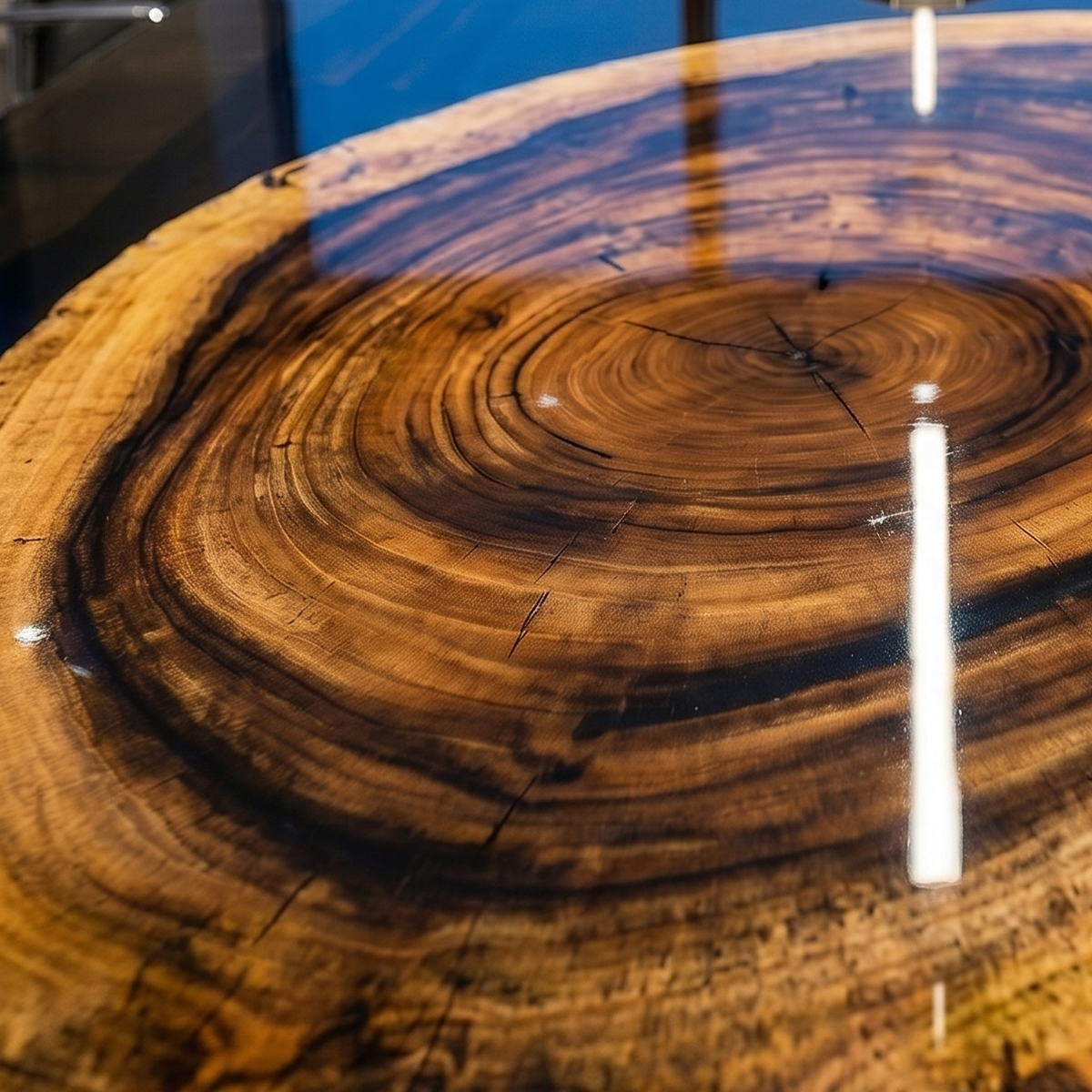 Black Walnut Wood Double Tree Ring Epoxy Resin Conference Table – WOODZIO