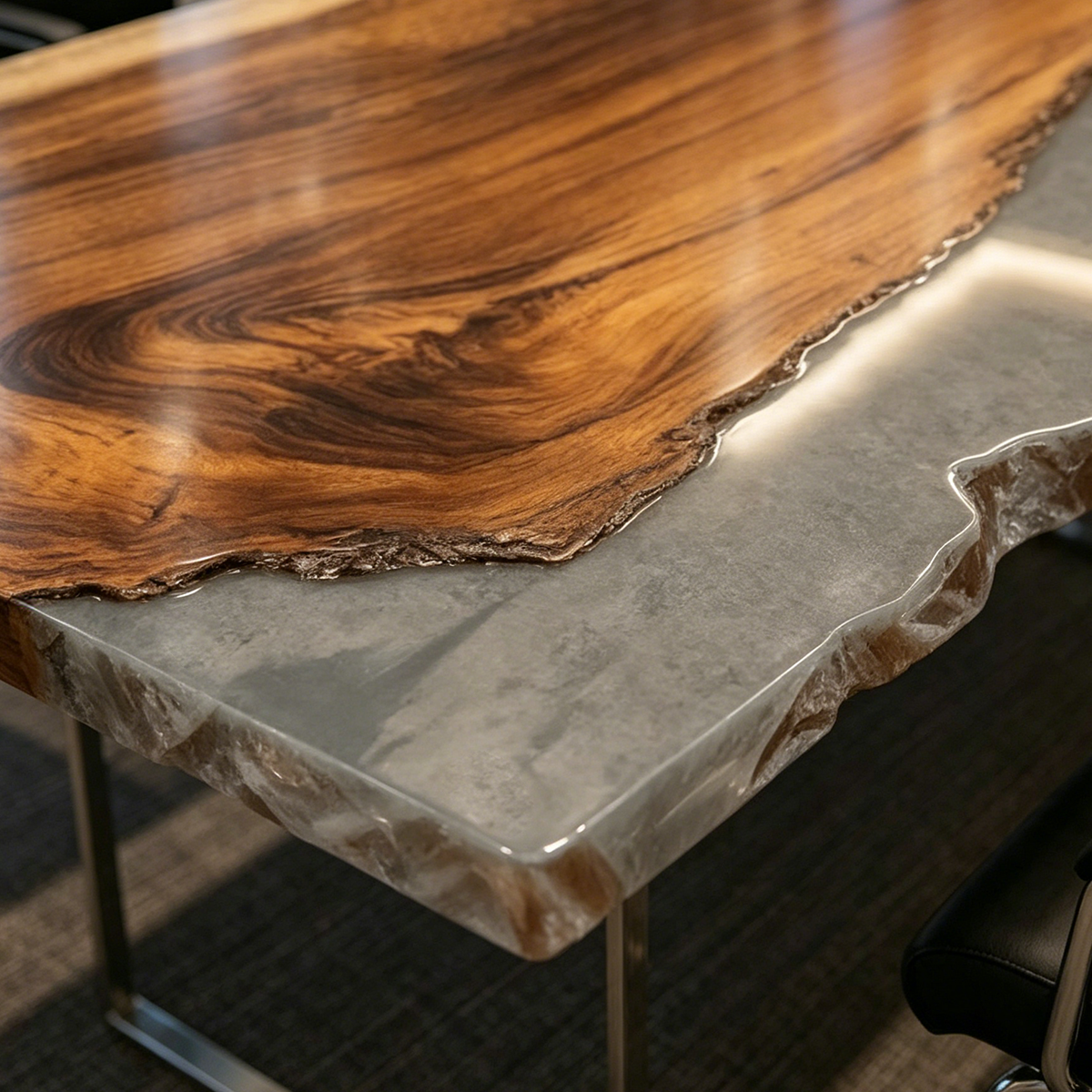 Walnut Wood Resin Conference Table