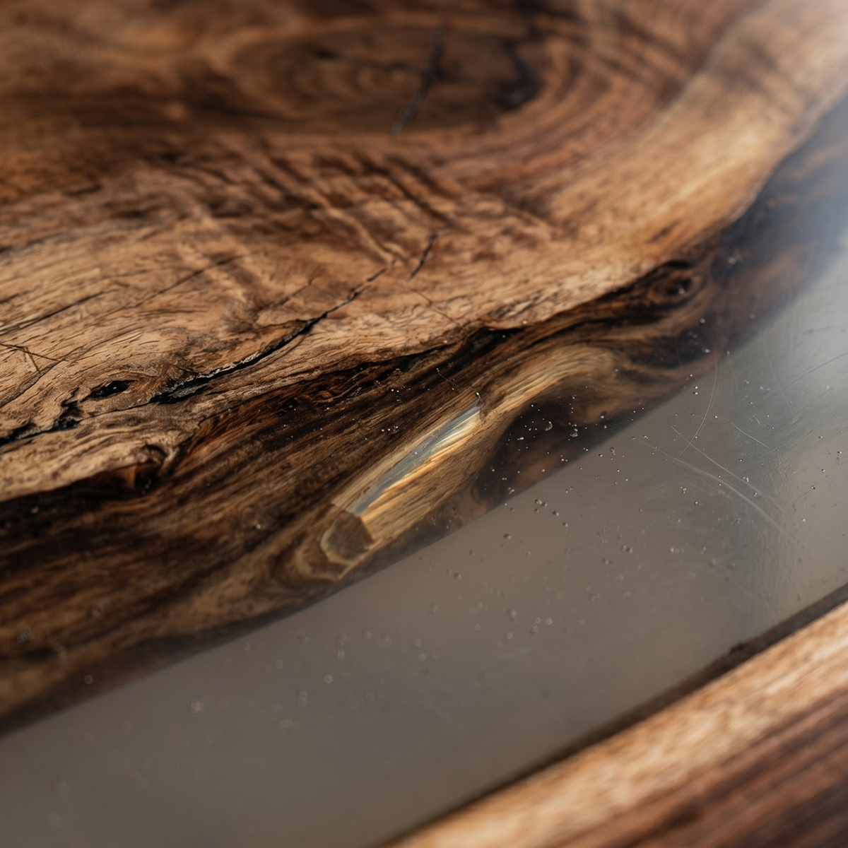 Black Walnut Wood Black River Epoxy Resin Conference Table