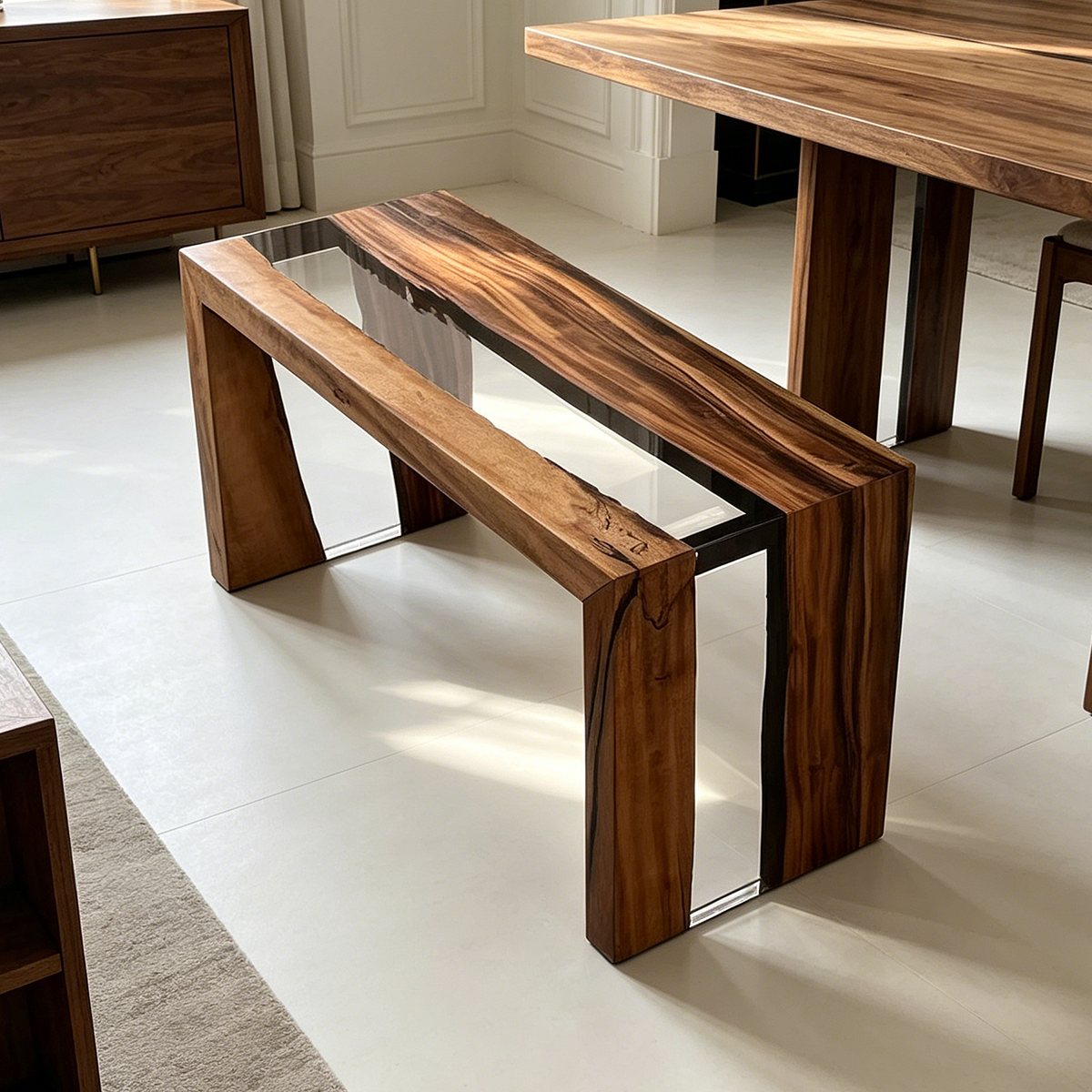 Walnut Wood Resin Rive Stool