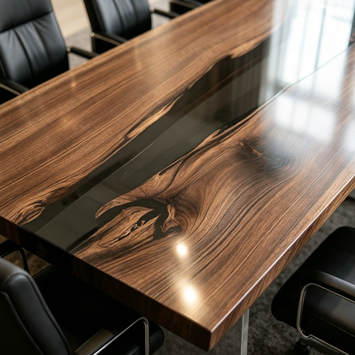 Black Walnut Resin Conference Table