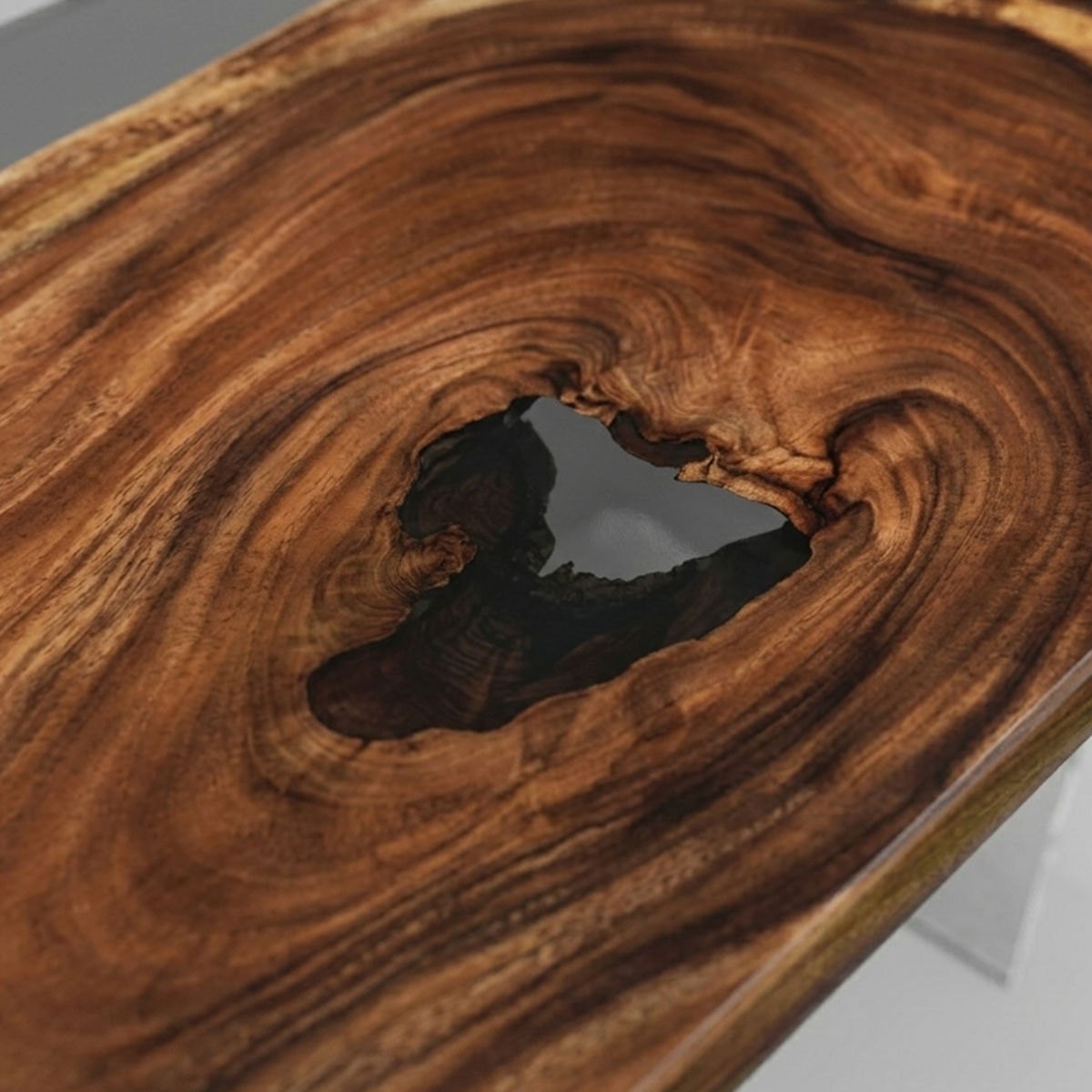 Walnut Wood Rectangular Resin Conference Table