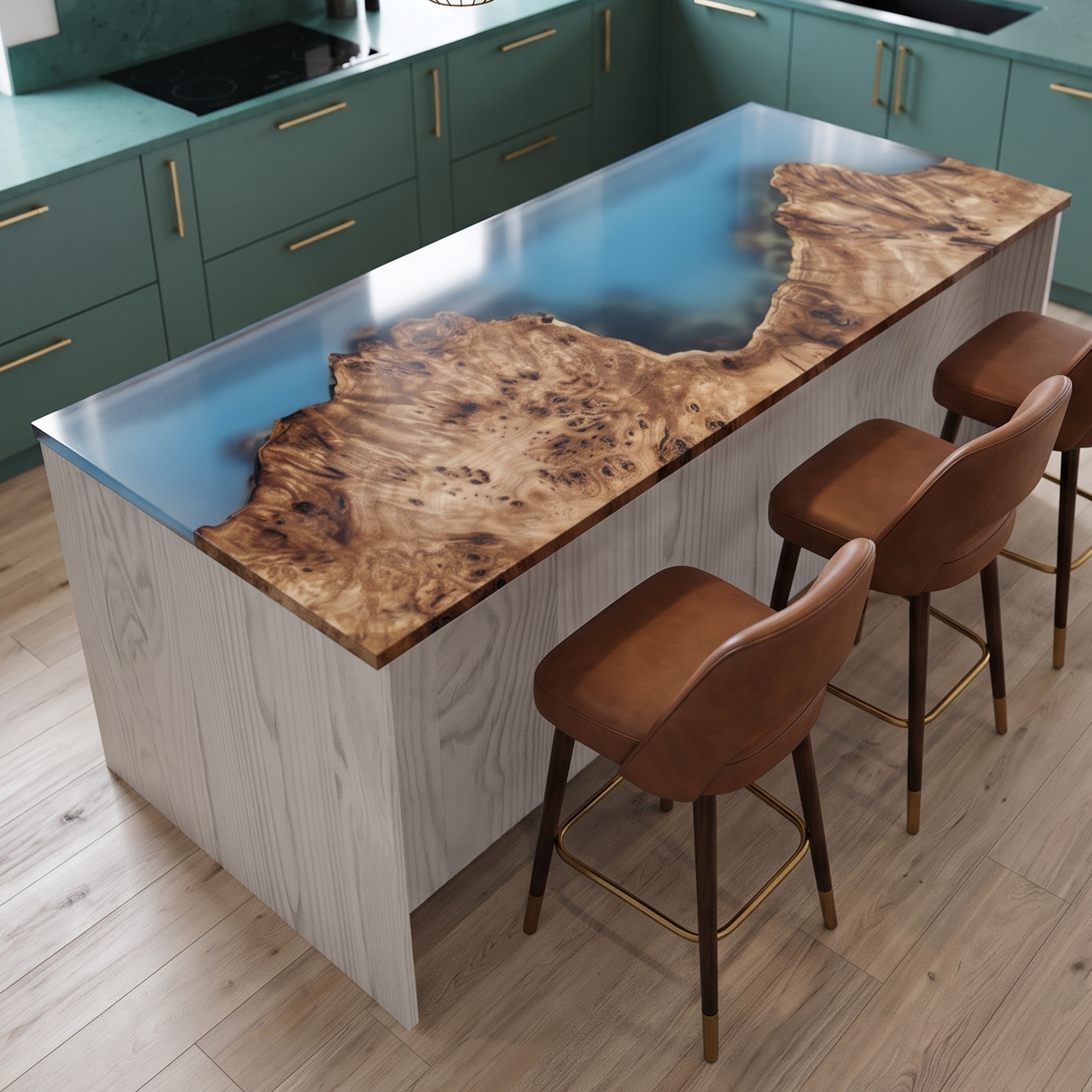 Poplar Wood Coastal Scenery Rectangle Resin Countertop