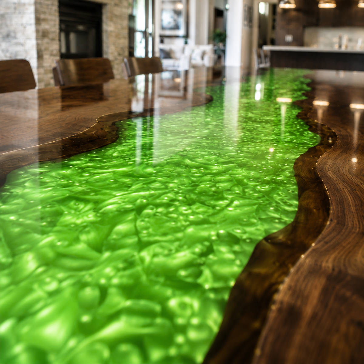 Black Walnut with Green Epoxy Resin Dining Table