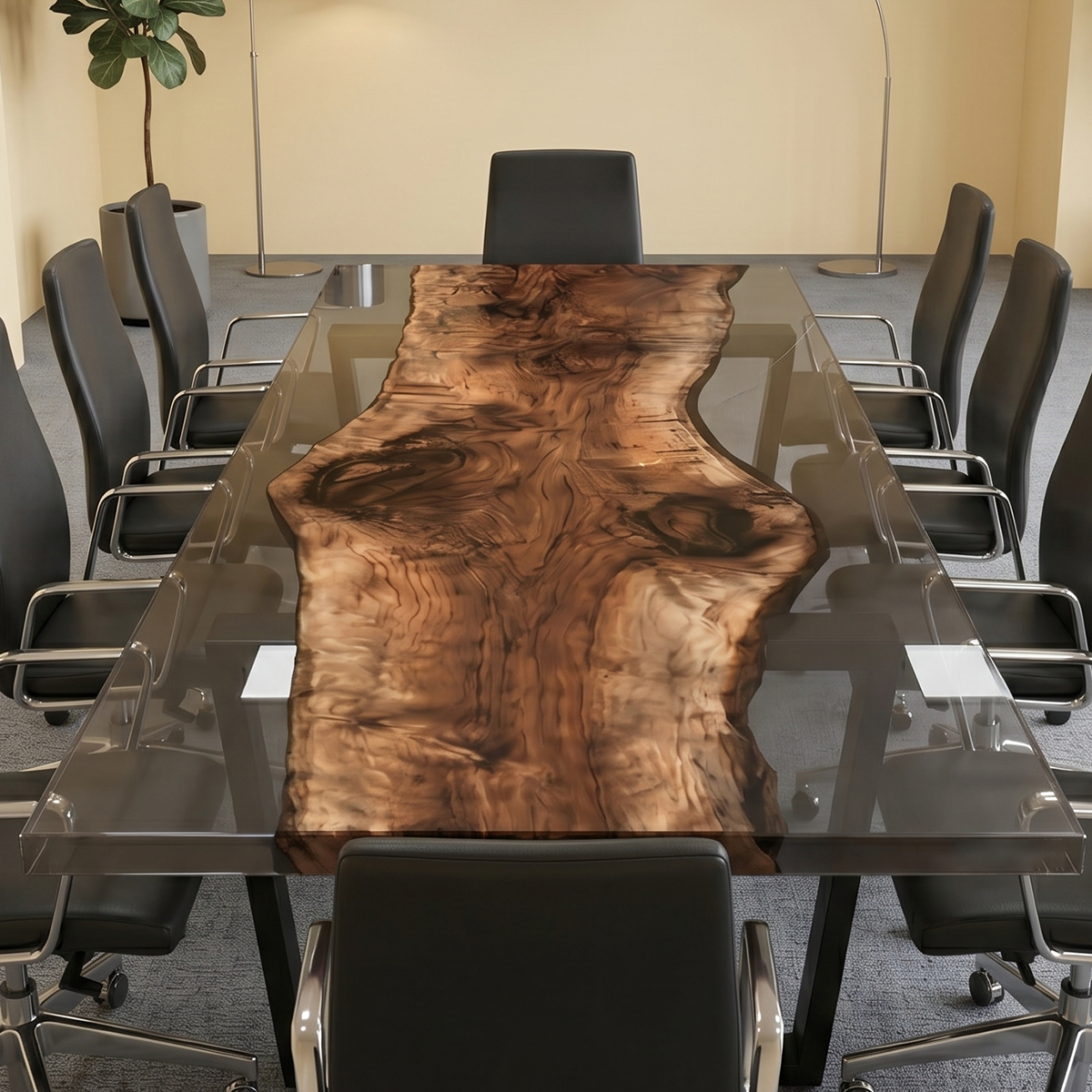 Walnut Wood Epoxy Resin Conference Table