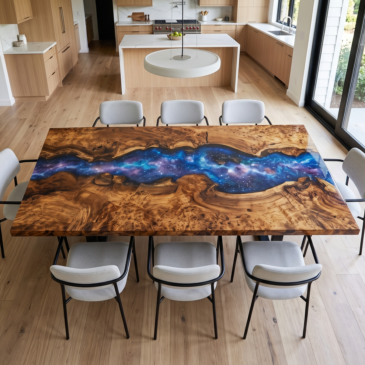 Golden Camphor Purple Sky Epoxy Resin Dining Table