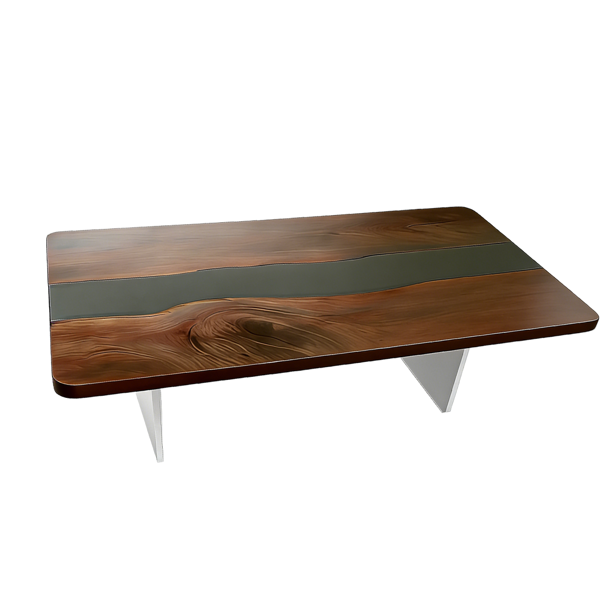 Black Walnut Wood Black River Epoxy Resin Dining Table