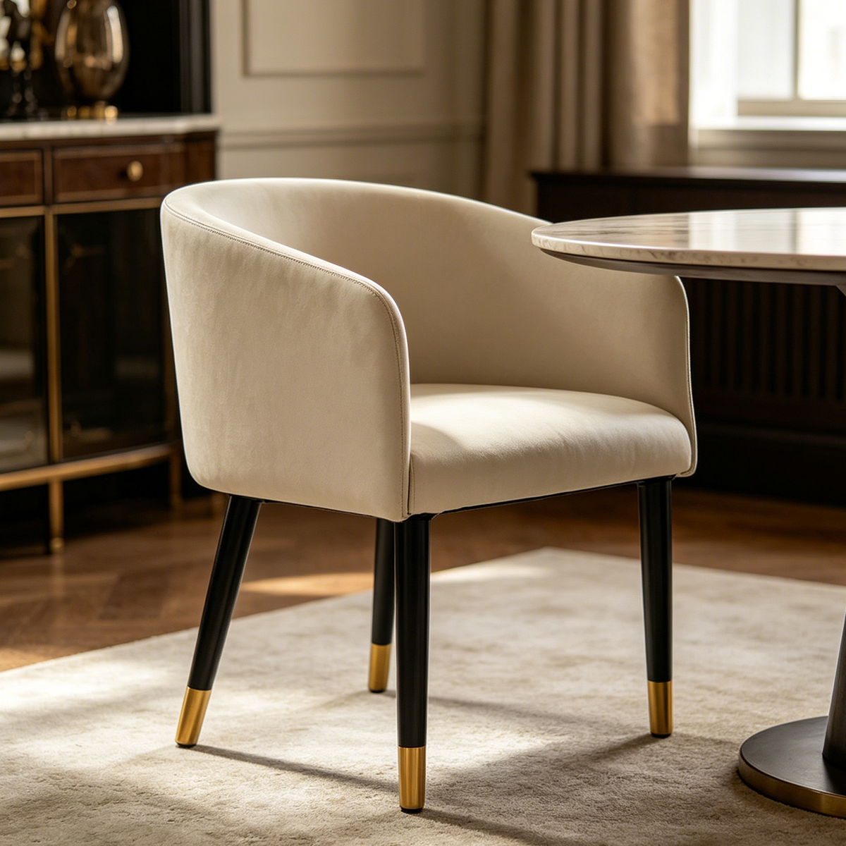 Curved Back Upholstered Chair