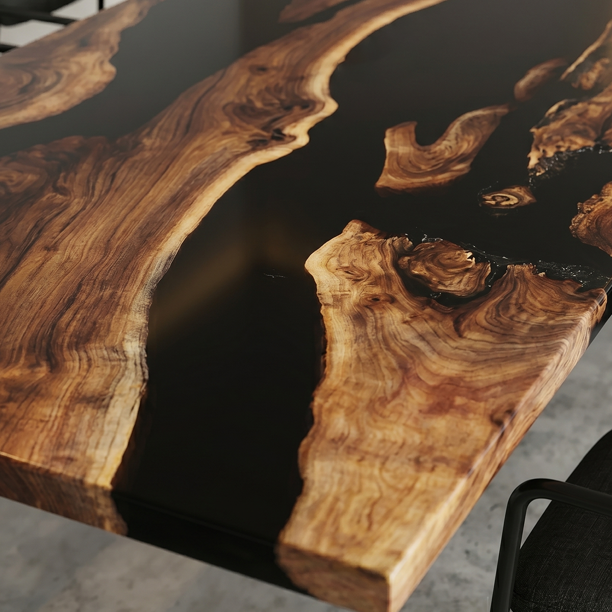 Black Walnut Wood Epoxy Resin Conference Table