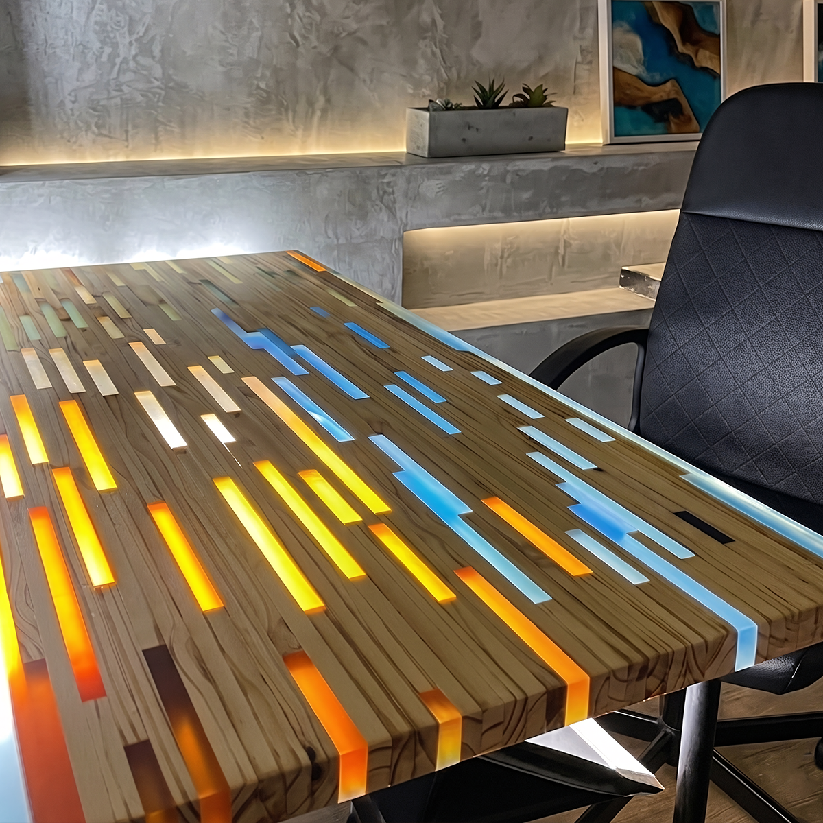 Soft Glow Wood Epoxy Resin LED Table