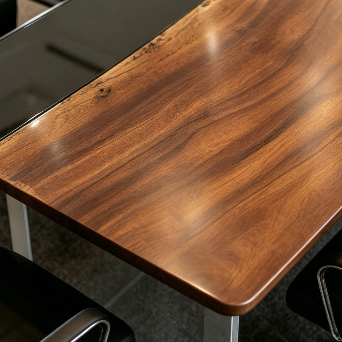 Black Walnut Wood Rectangle Resin Conference table