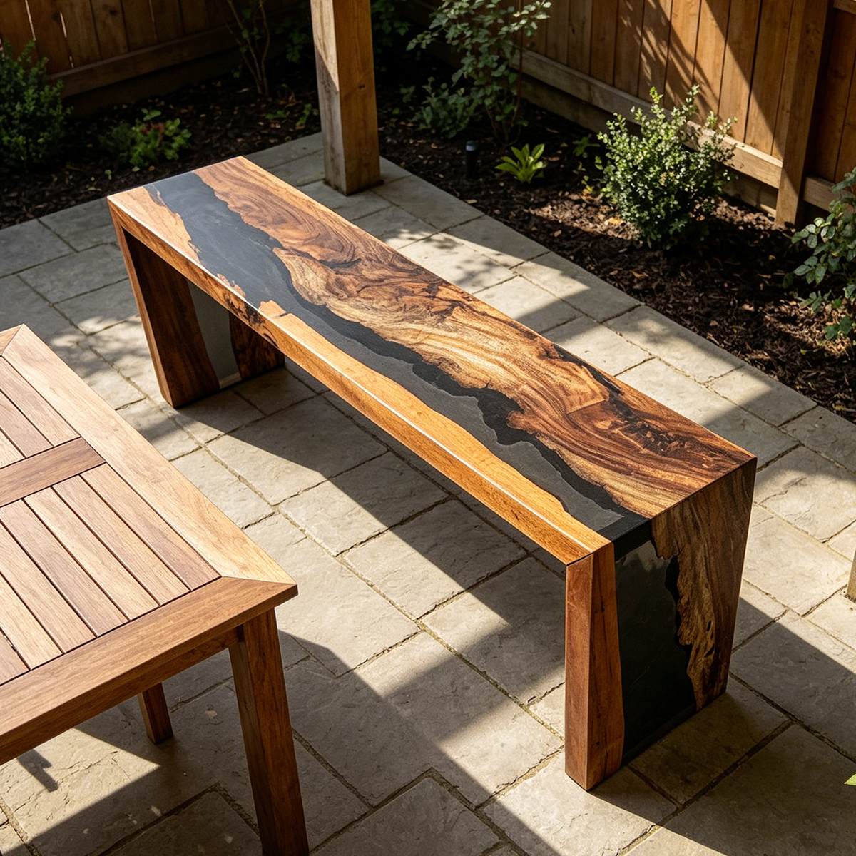 Black walnut wood bench