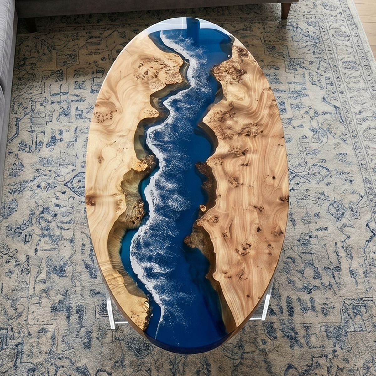 Ocean Tide Poplar Epoxy Resin Coffee Table