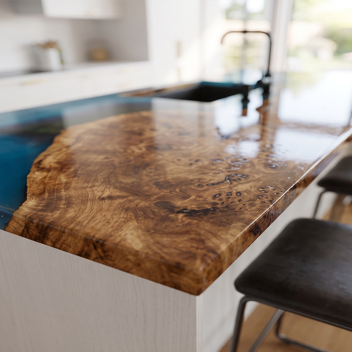 Poplar Wood Coastal Scenery Rectangle Resin Countertop