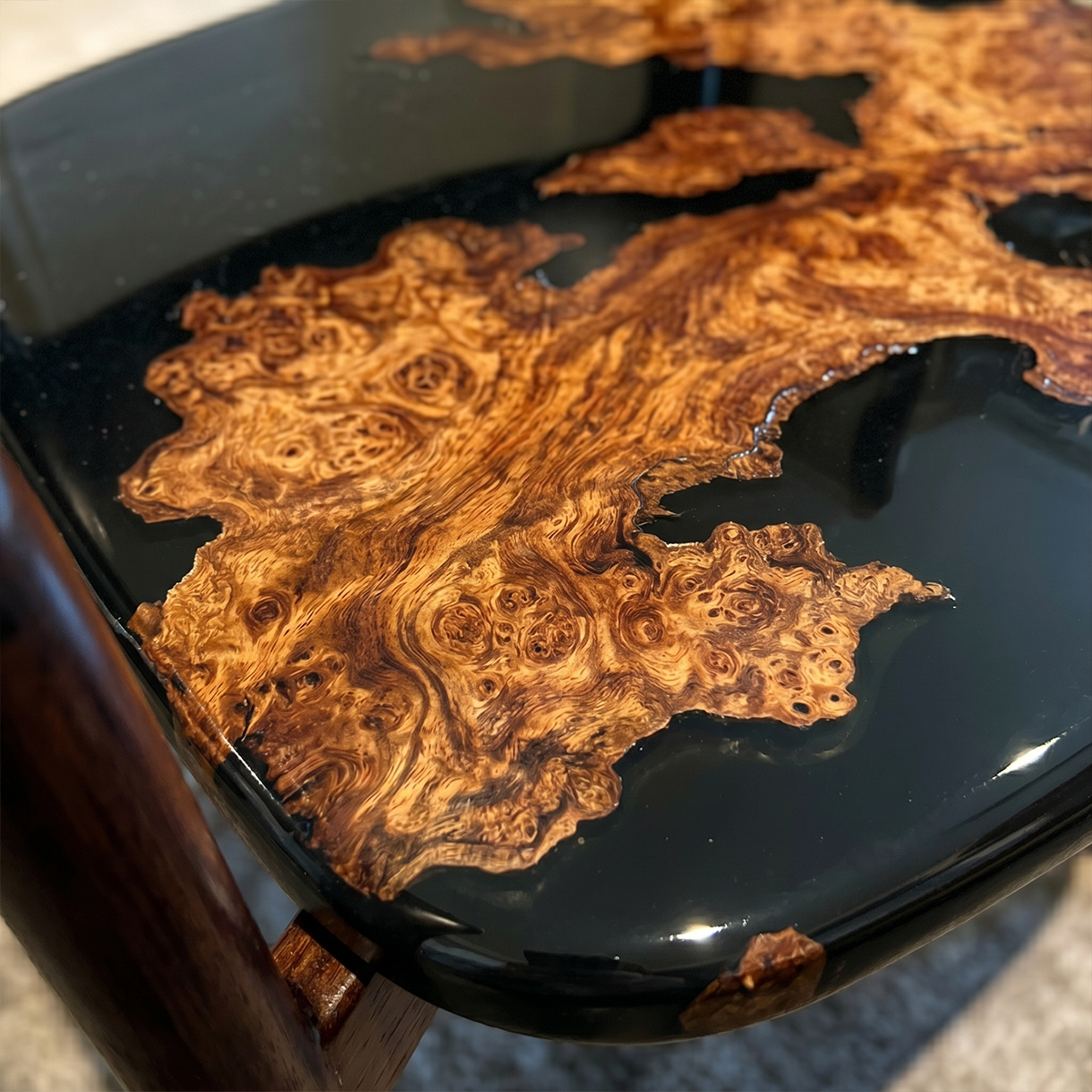 Poplar Wood Epoxy Resin Curved-back Armchair
