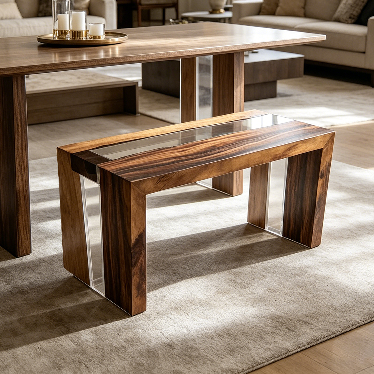 Walnut Wood Resin Rive Stool