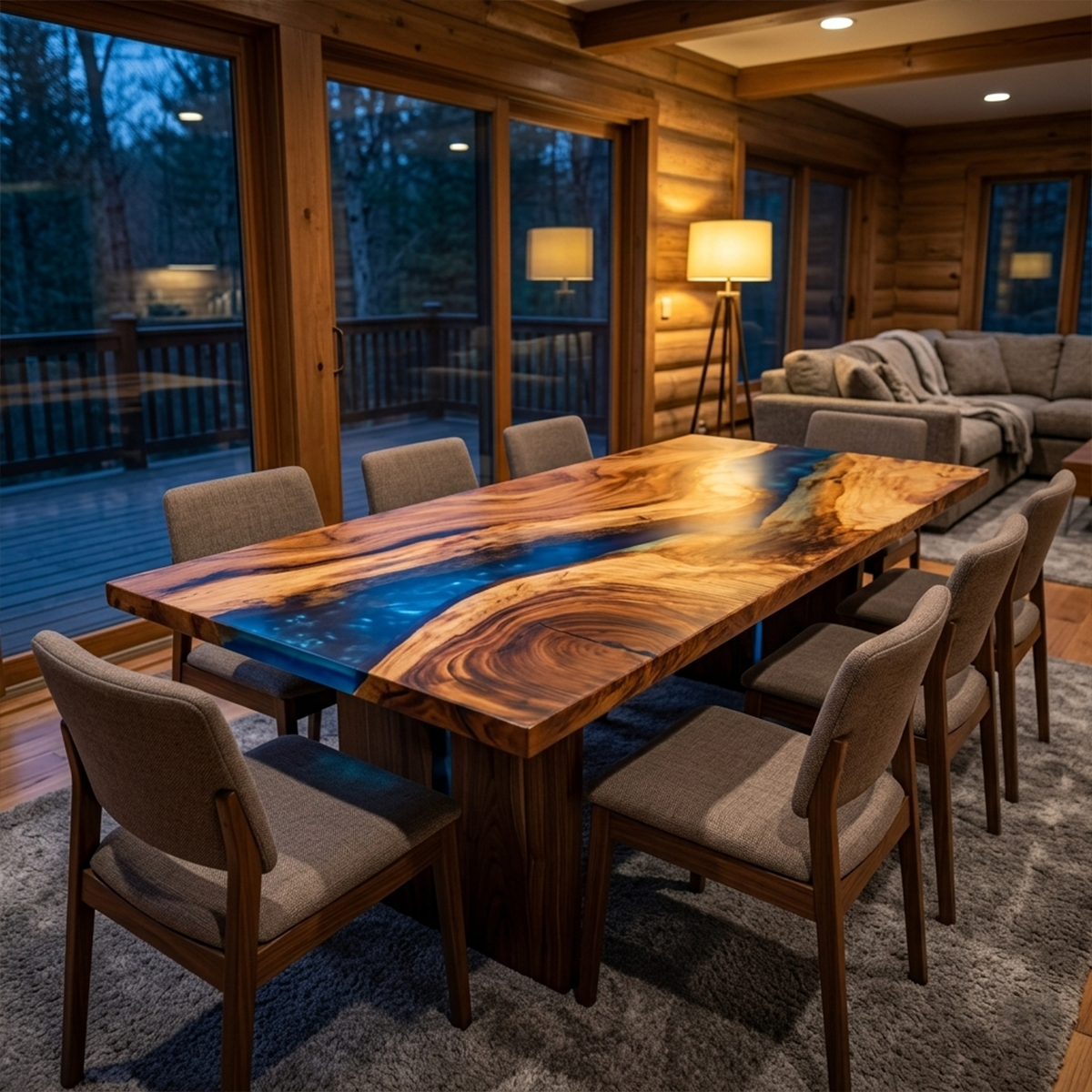 Luxury Wood Epoxy Table with Transparent Resin