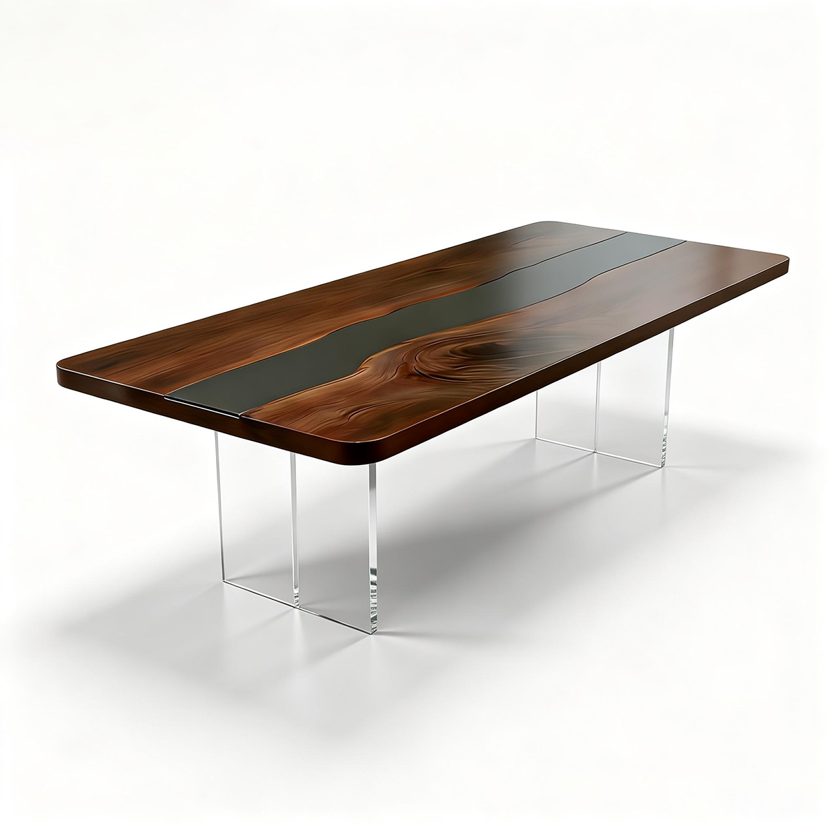 Black Walnut Wood Black River Epoxy Resin Dining Table