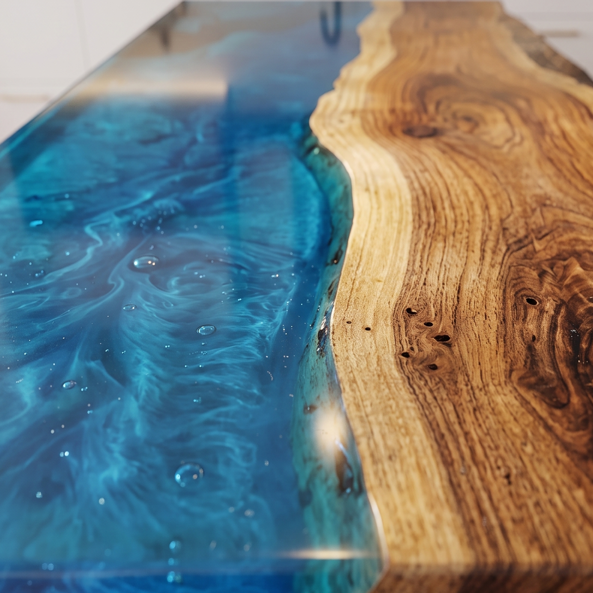 Blue Vein Walnut Rectangle River Resin Countertop