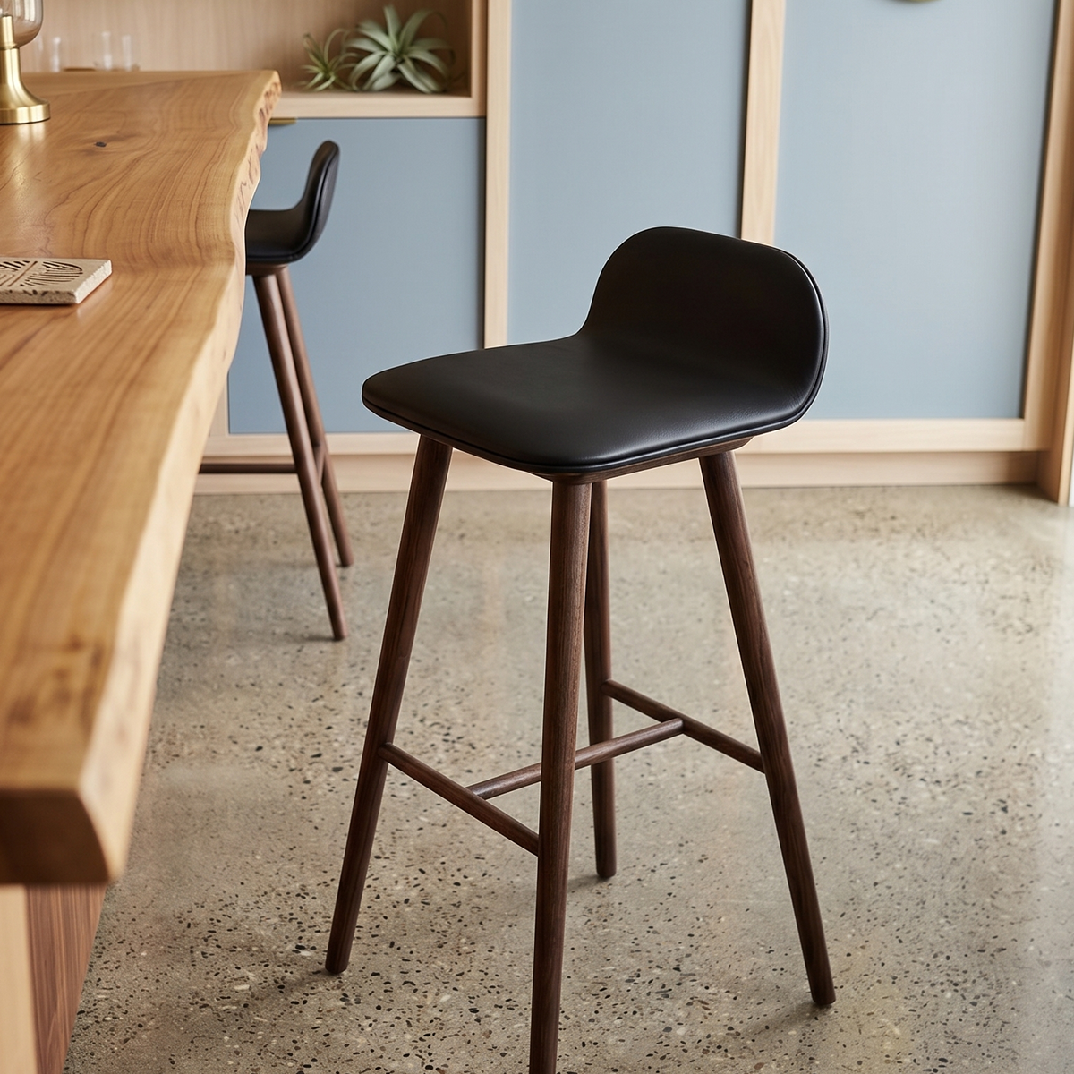Walnut Wood Resin Bar Stool