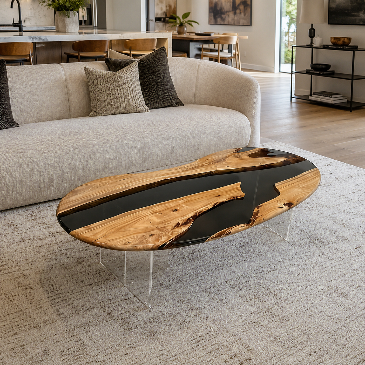 Olive Wood Live Edge Resin Coffee Table