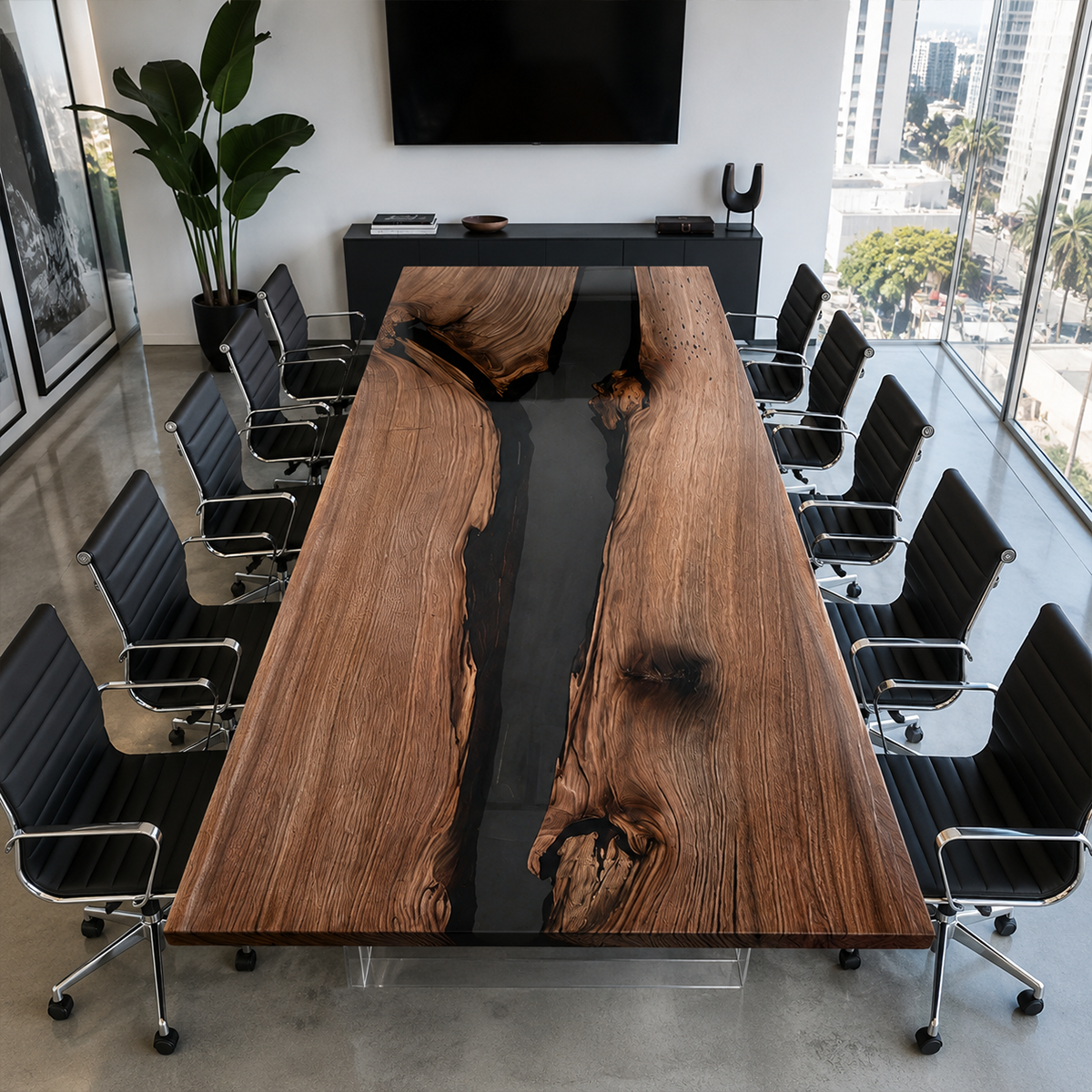 Black Walnut Resin Conference Table