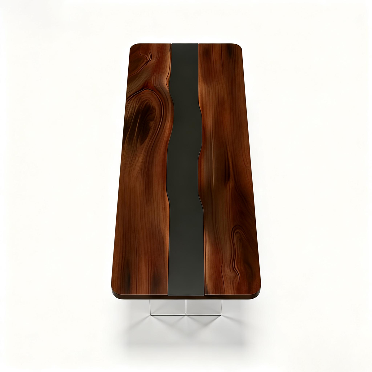 Black Walnut Wood Black River Epoxy Resin Dining Table