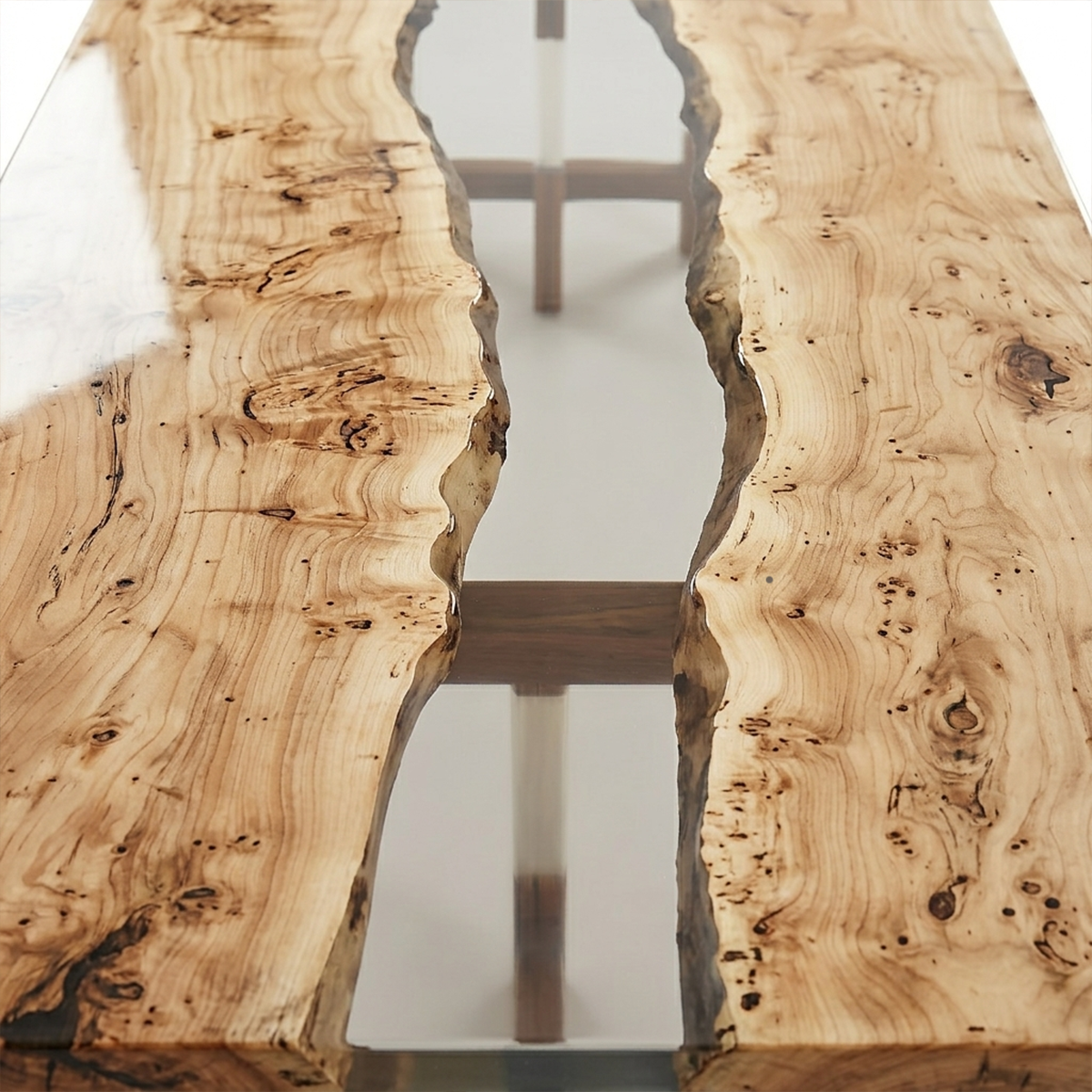 Olive Wood Rectangle Epoxy Resin Dining Table