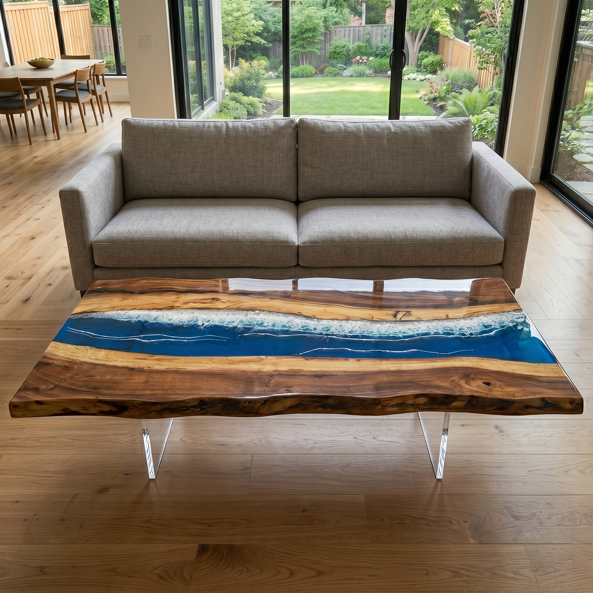 Walnut Ocean Wave Epoxy Resin Coffee Table – WOODZIO