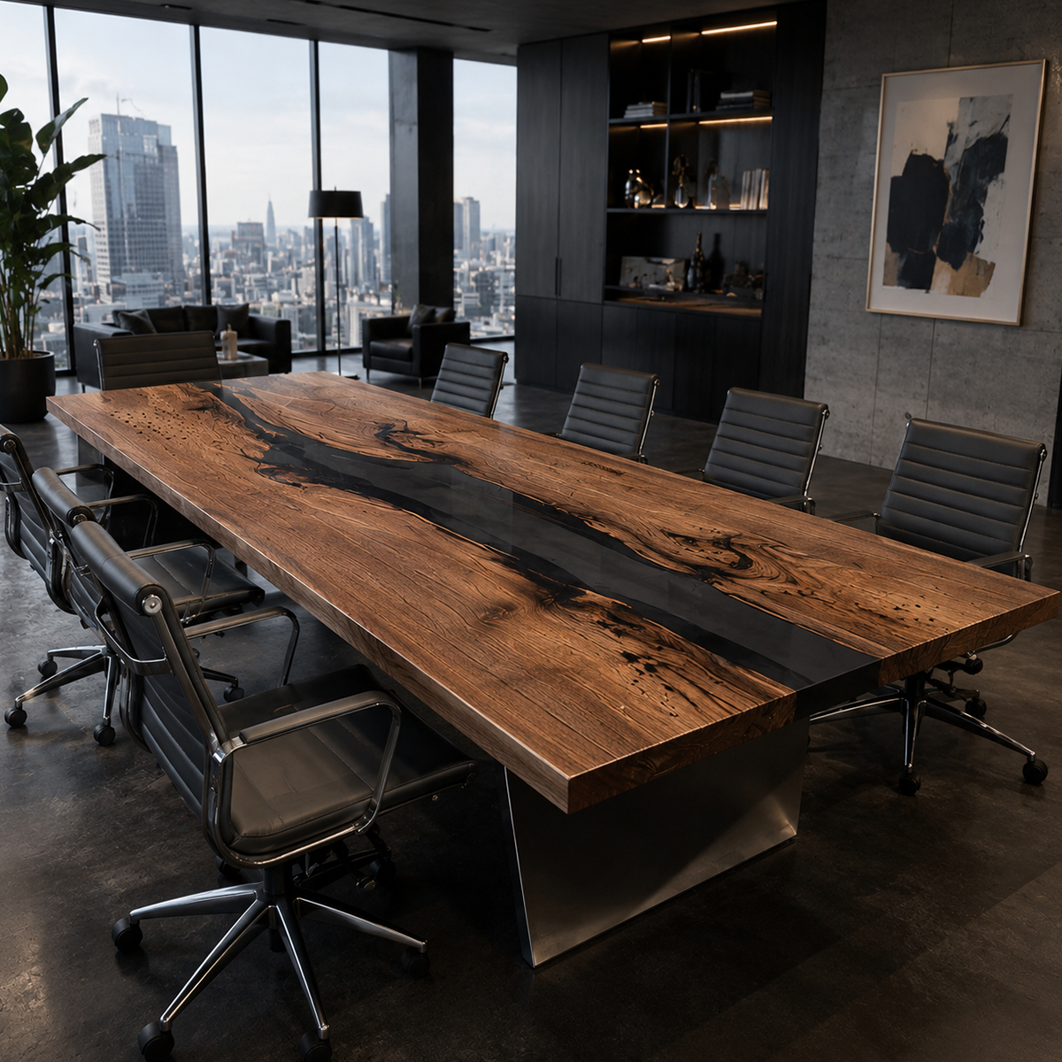 Black Walnut Resin Conference Table